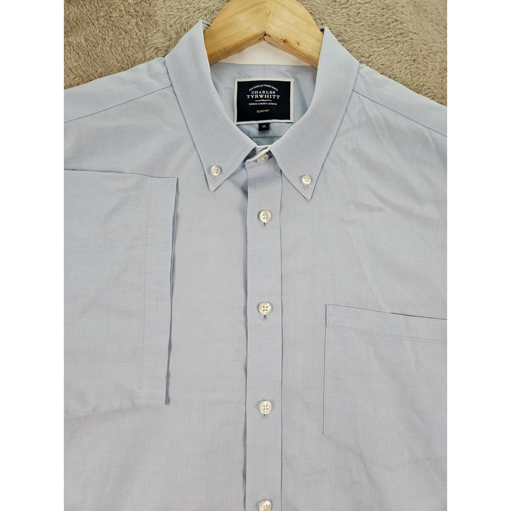 Charles Tyrwhitt Button-down Shirt Slim Fit 100% Cotton Short Sleeve Size XL